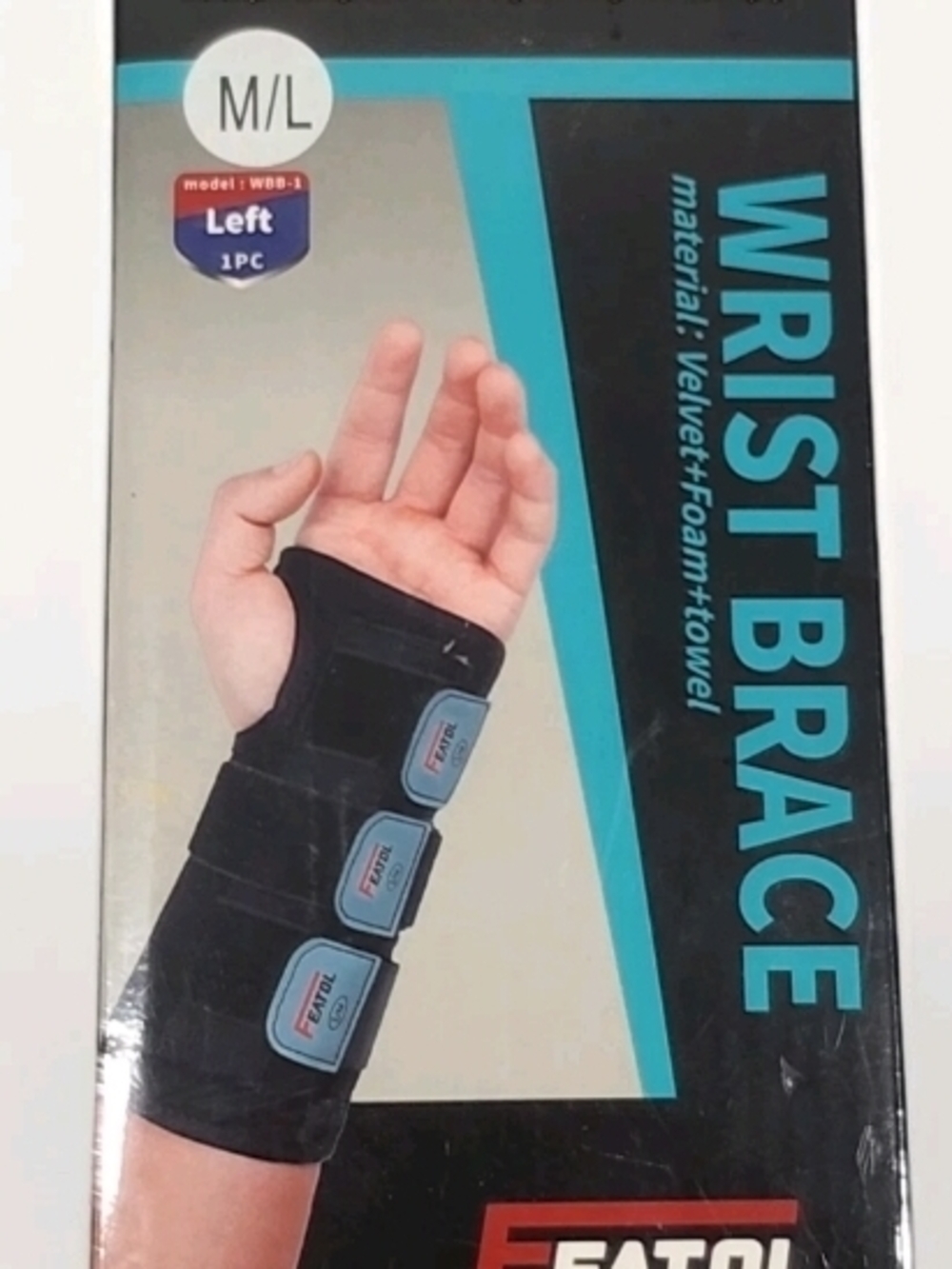 Black Left Wrist Brace with Triple-Strap Support - M/L